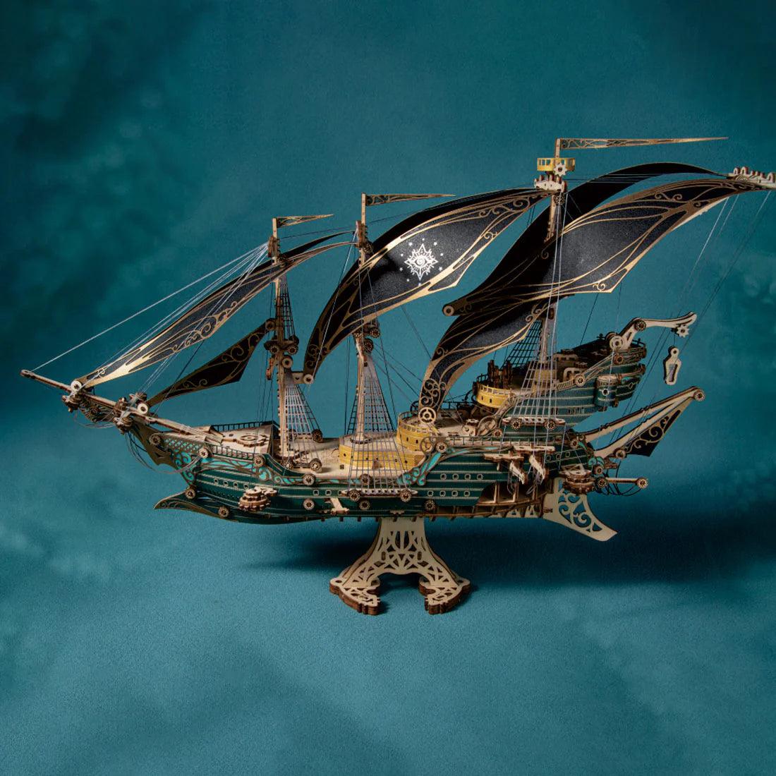 Desktrim™ | Secrets of the Aether 3D Steampunk Pirate Ship Wooden Assembly Kit