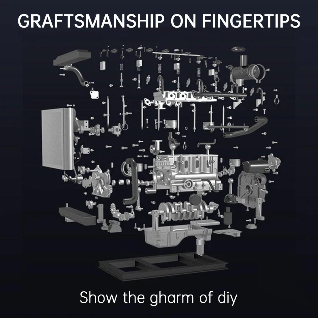 Desktrim™ | DIY 1/10 Full Metal Mini L4 OHV Inline 4 Cylinder Engine Model Kit that Works