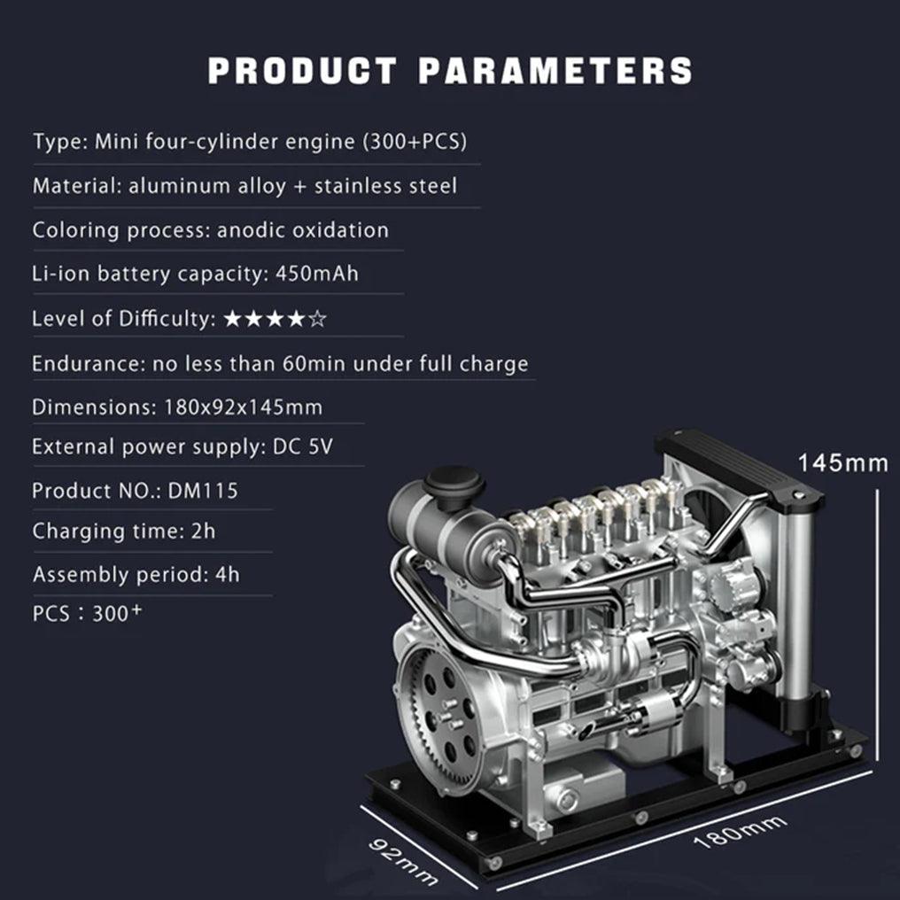 Desktrim™ | DIY 1/10 Full Metal Mini L4 OHV Inline 4 Cylinder Engine Model Kit that Works