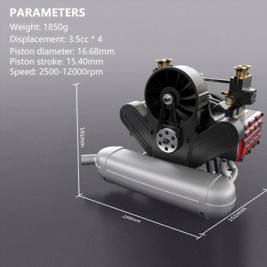 Desktrim™ | DIY 4 Cylinder Four-Stroke 14cc Nitro H4 Engine Model Kit FS-B400
