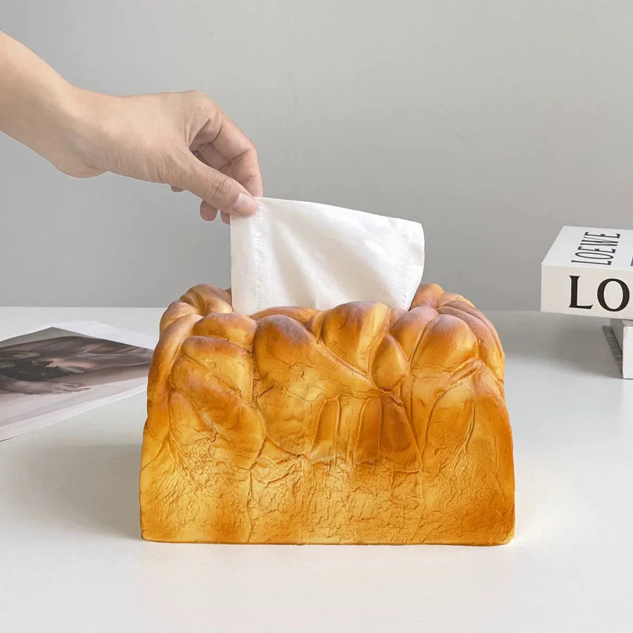 Toasted Bread Tissue Box - Fun Furniture Storage Decoration for Living Room Kitchen Bedroom - Cute Gift
