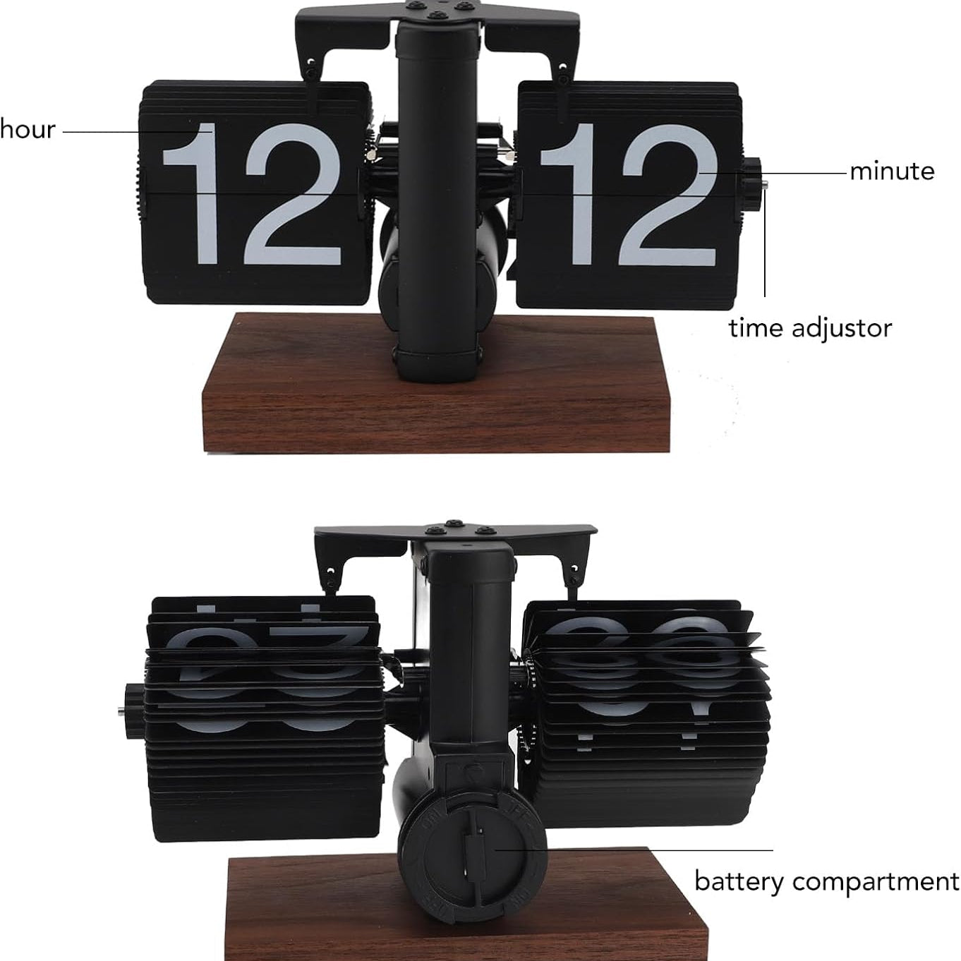 Retro Flip Down Clock with Automatic Rotating - Digital Desk Clock Vintage Table Clock Home Decor