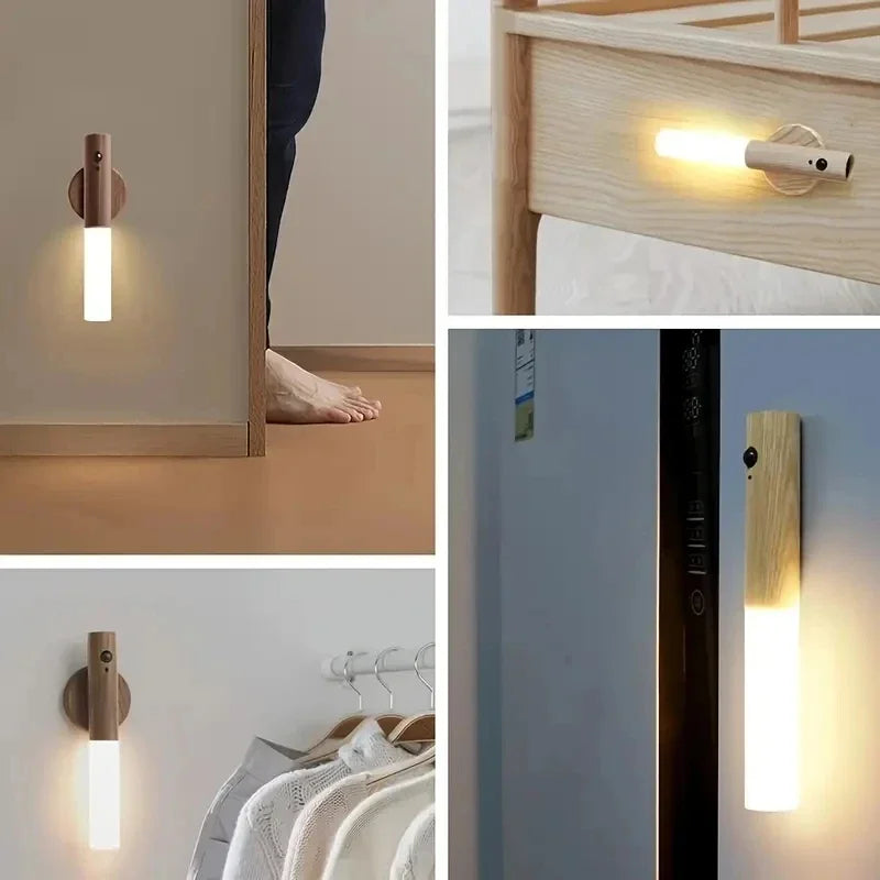 Smart Motion Sensor LED Portable Night Light - Rechargeable Wall Mount USB Automatic Bathroom Hallway Light