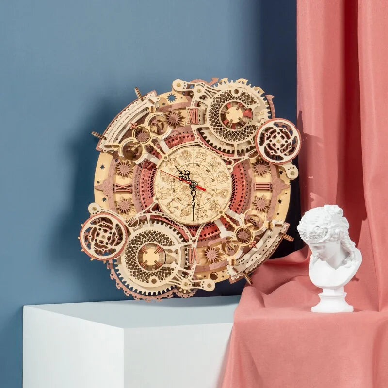 Desktrim™ | Enchanted Zodiac Wall Clock Time Keeper -  3D Wooden Model kit