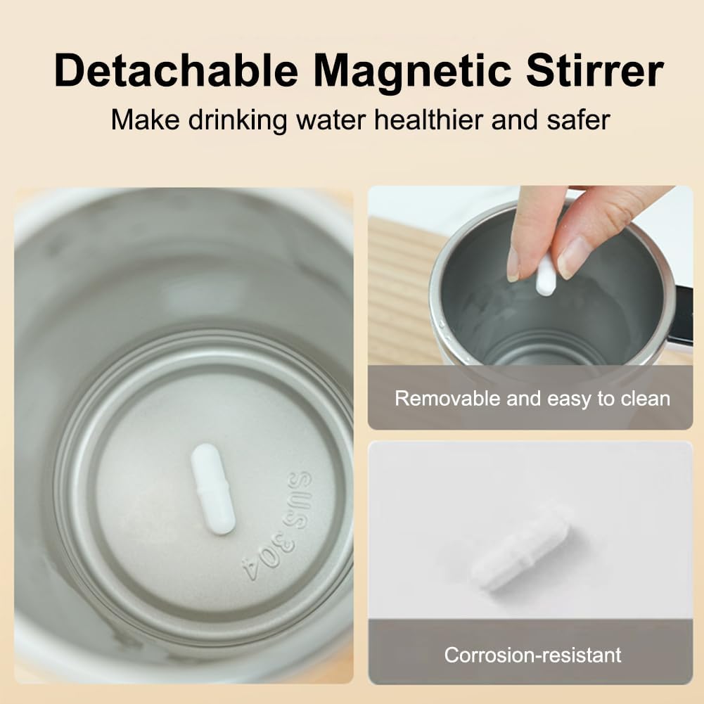 Electric Self-Stirring Coffee Mug with Automatic Magnetic Mixer Stirring Cup and LCD Temperature Display