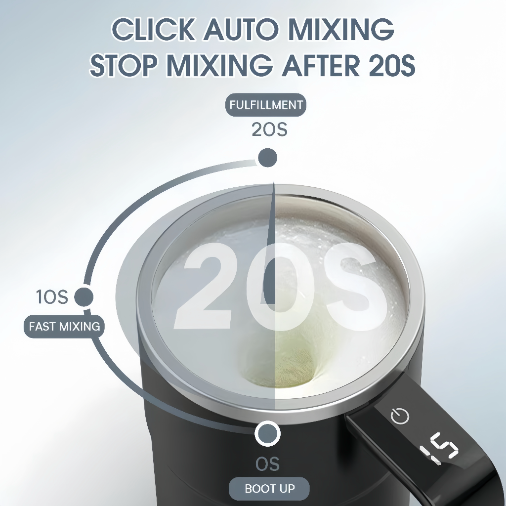 Electric Self-Stirring Coffee Mug with Automatic Magnetic Mixer Stirring Cup and LCD Temperature Display