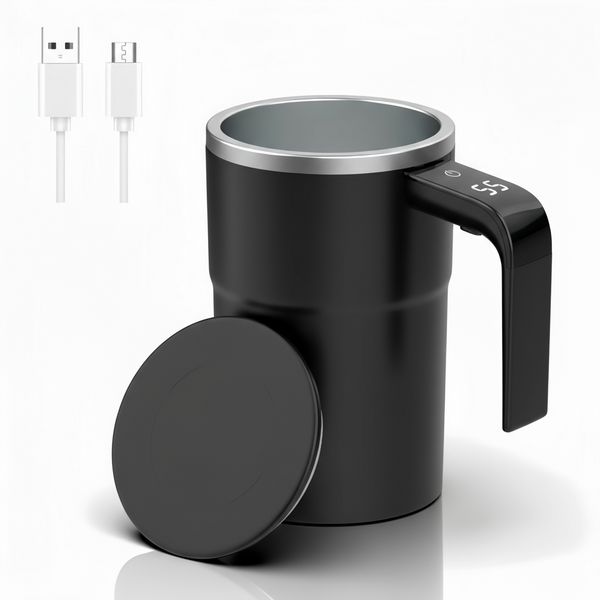 Electric Self-Stirring Coffee Mug with Automatic Magnetic Mixer Stirring Cup and LCD Temperature Display