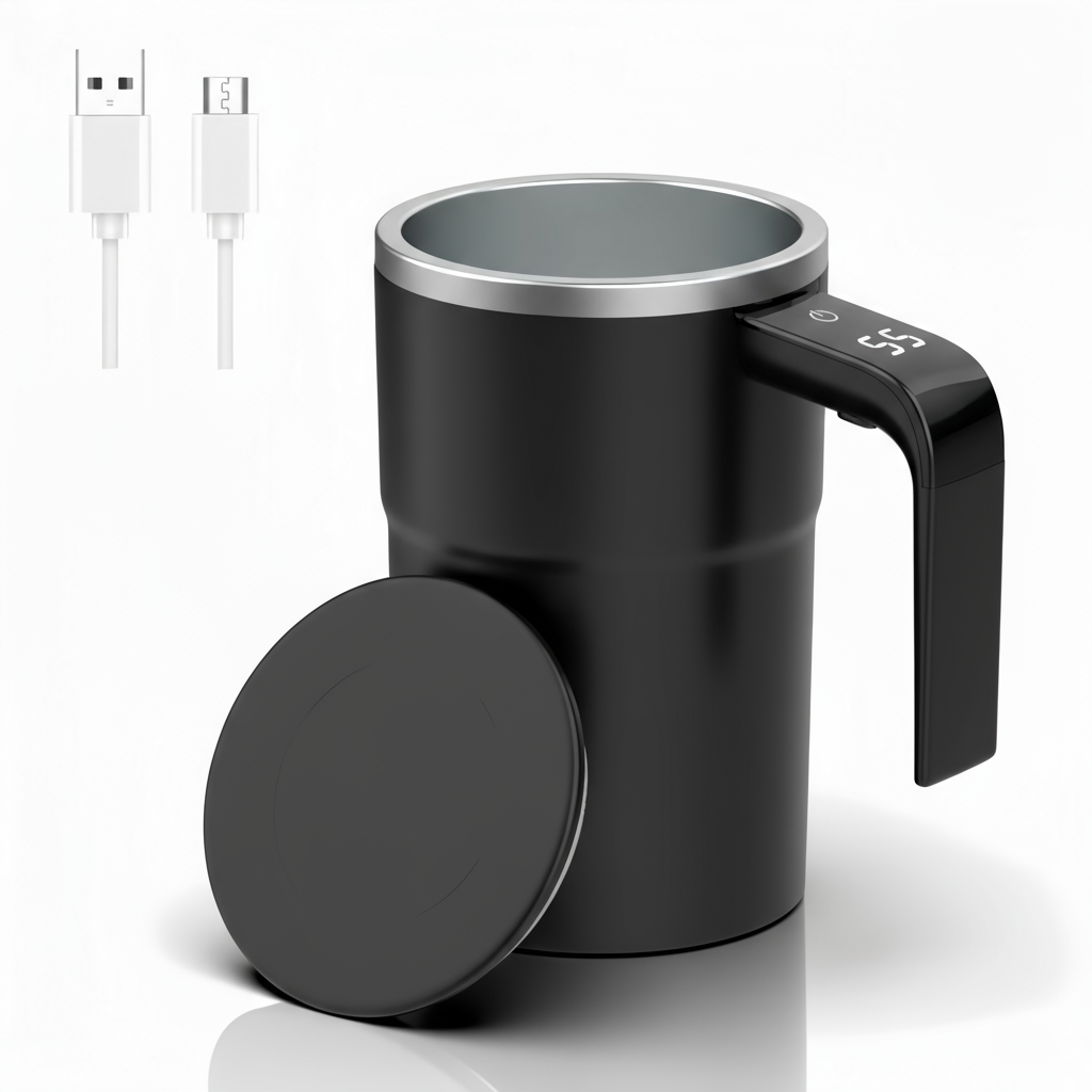 Electric Self-Stirring Coffee Mug with Automatic Magnetic Mixer Stirring Cup and LCD Temperature Display