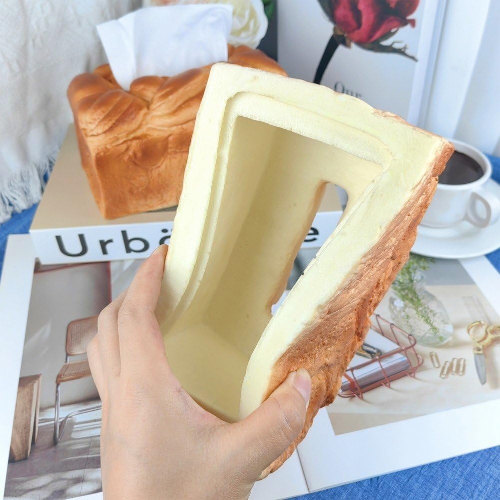 Toasted Bread Tissue Box - Fun Furniture Storage Decoration for Living Room Kitchen Bedroom - Cute Gift
