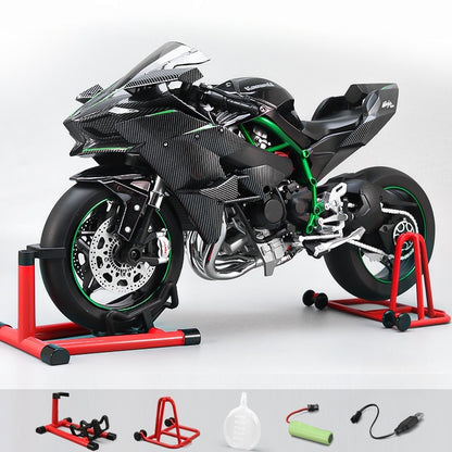 Desktrim™ Premium Ninja H2R RC Motorcycle 1:6 Scale with Realistic Engine Start, Sound & Smoke Effects