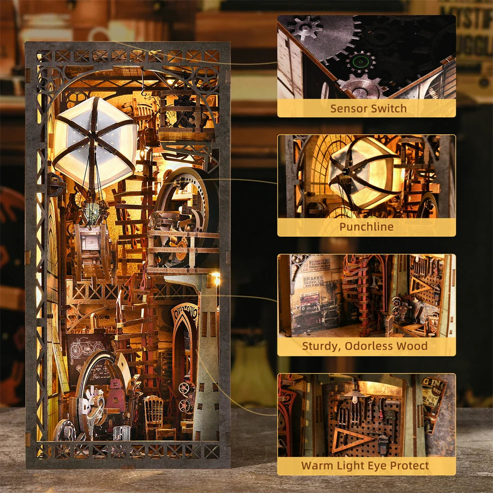 Desktrim™ | Diy Book Nook Shelf - Uncle Peter's Steampunk Warhouse