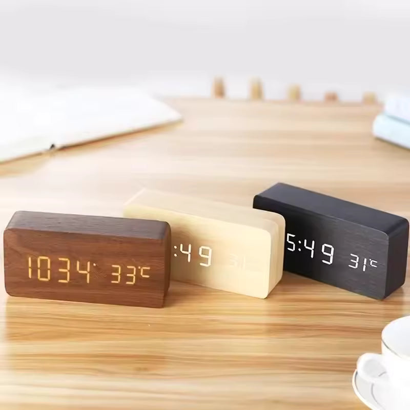 Desktrim™ | NatureSense Wooden LED Alarm Clock