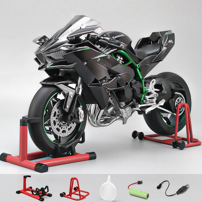 Desktrim™ Premium Ninja H2R RC Motorcycle 1:6 Scale with Realistic Engine Start, Sound & Smoke Effects