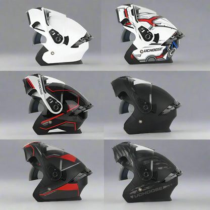 Flip-Up Motorcycle Helmet with Dual Sun Visor - Professional Protective Gear for Men & Women (DOT Approved)
