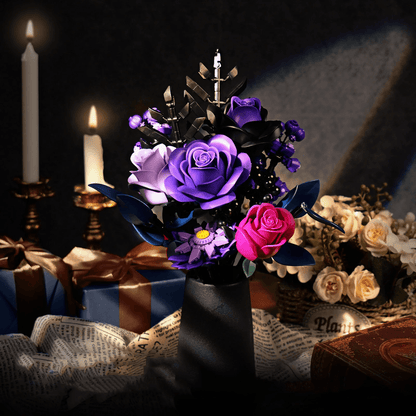 Desktrim™ | Purple Rose Bouquet Building Blocks Set