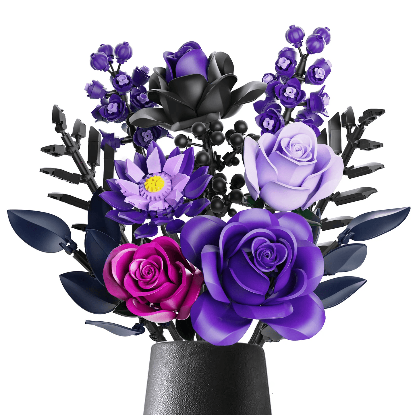Desktrim™ | Purple Rose Bouquet Building Blocks Set