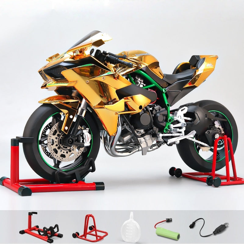 Desktrim™ Premium Ninja H2R RC Motorcycle 1:6 Scale with Realistic Engine Start, Sound & Smoke Effects