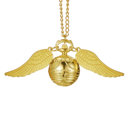 Desktrim™ | Golden Snitch Harry Potter Spherical Quartz Pocket Watch Fashion Sweater Angel Wing Necklace Pendant - Open At The Close