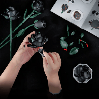 Desktrim™ | Eternal Black Rose Bouquet Building Blocks