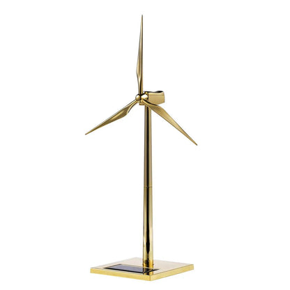 Desktrim™ | DIY 3D Metal Windmill Solar Powered Wind Turbine Assembly Model Golden