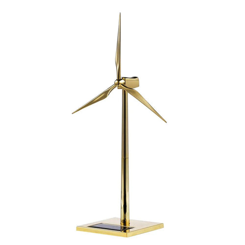 Desktrim™ | DIY 3D Metal Windmill Solar Powered Wind Turbine Assembly Model Golden