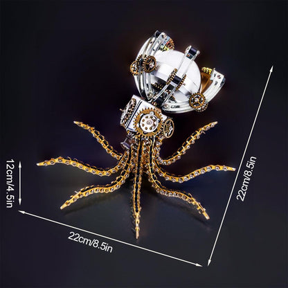 Desktrim™ | DIY 3D Metal Steampunk Galaxy Craft Puzzle Mechanical Octopus with Desk Lamp Model-1060PCS