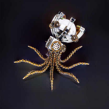 Desktrim™ | DIY 3D Metal Steampunk Galaxy Craft Puzzle Mechanical Octopus with Desk Lamp Model-1060PCS
