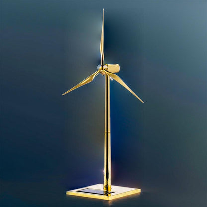Desktrim™ | DIY 3D Metal Windmill Solar Powered Wind Turbine Assembly Model Golden