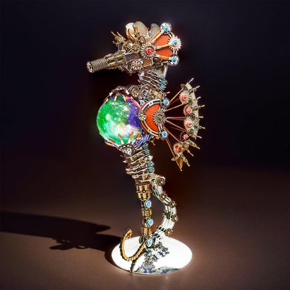 Desktrim™ | DIY 3D Metal Steampunk Mechanical Seahorse Puzzle with Lamp Model-2100PCS