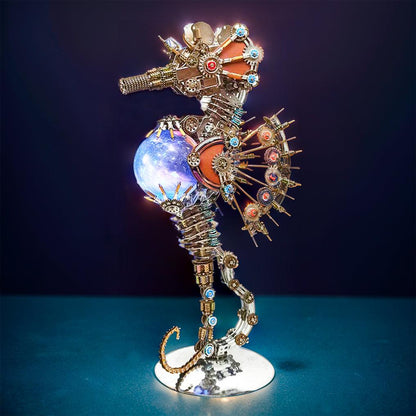 Desktrim™ | DIY 3D Metal Steampunk Mechanical Seahorse Puzzle with Lamp Model-2100PCS
