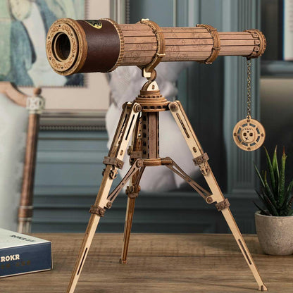 Desktrim™ | Explorer's Collection - Wooden Globe & Monocular Telescope Set