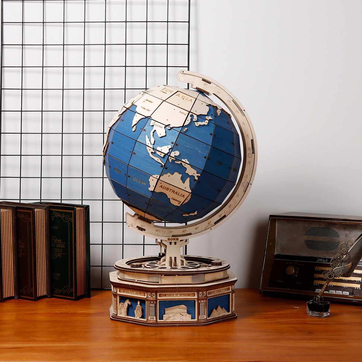 Desktrim™ | Explorer's Collection - Wooden Globe & Monocular Telescope Set