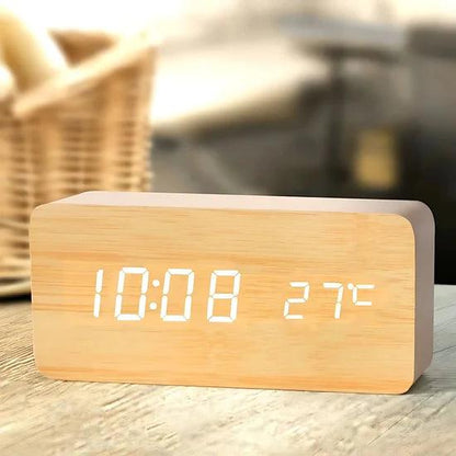 Desktrim™ | NatureSense Wooden LED Alarm Clock