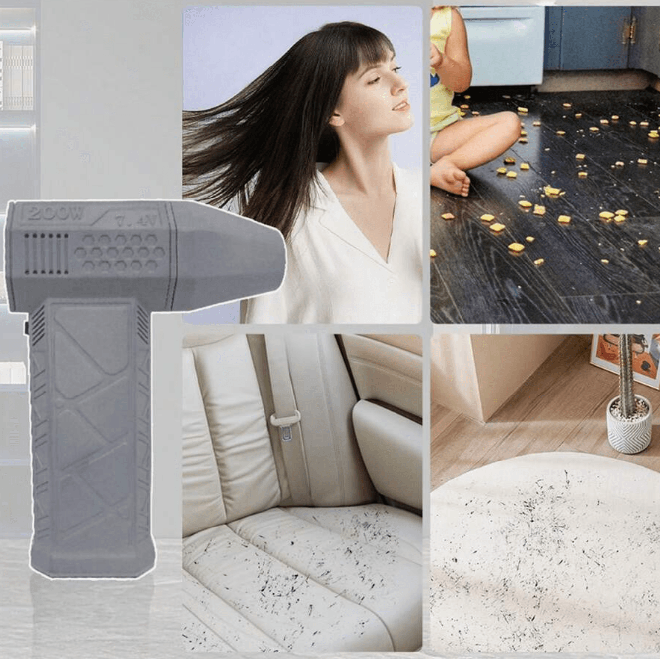 Desktrim™ | X3 TurboJet 130000RPM Brushless Cordless Air Blower Car Dryer Dust Cleaner with LED Light