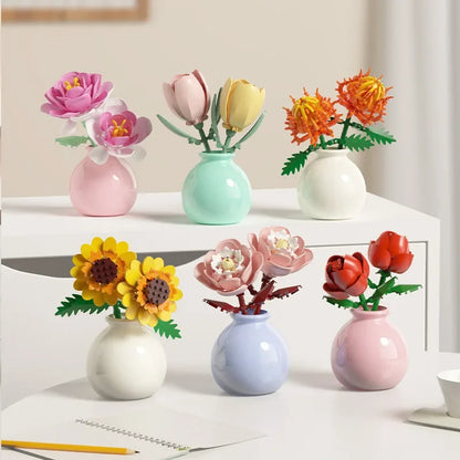 Desktrim™ | Building Block Flowers Rose Tulip Lily Peony DIY Botanical Set