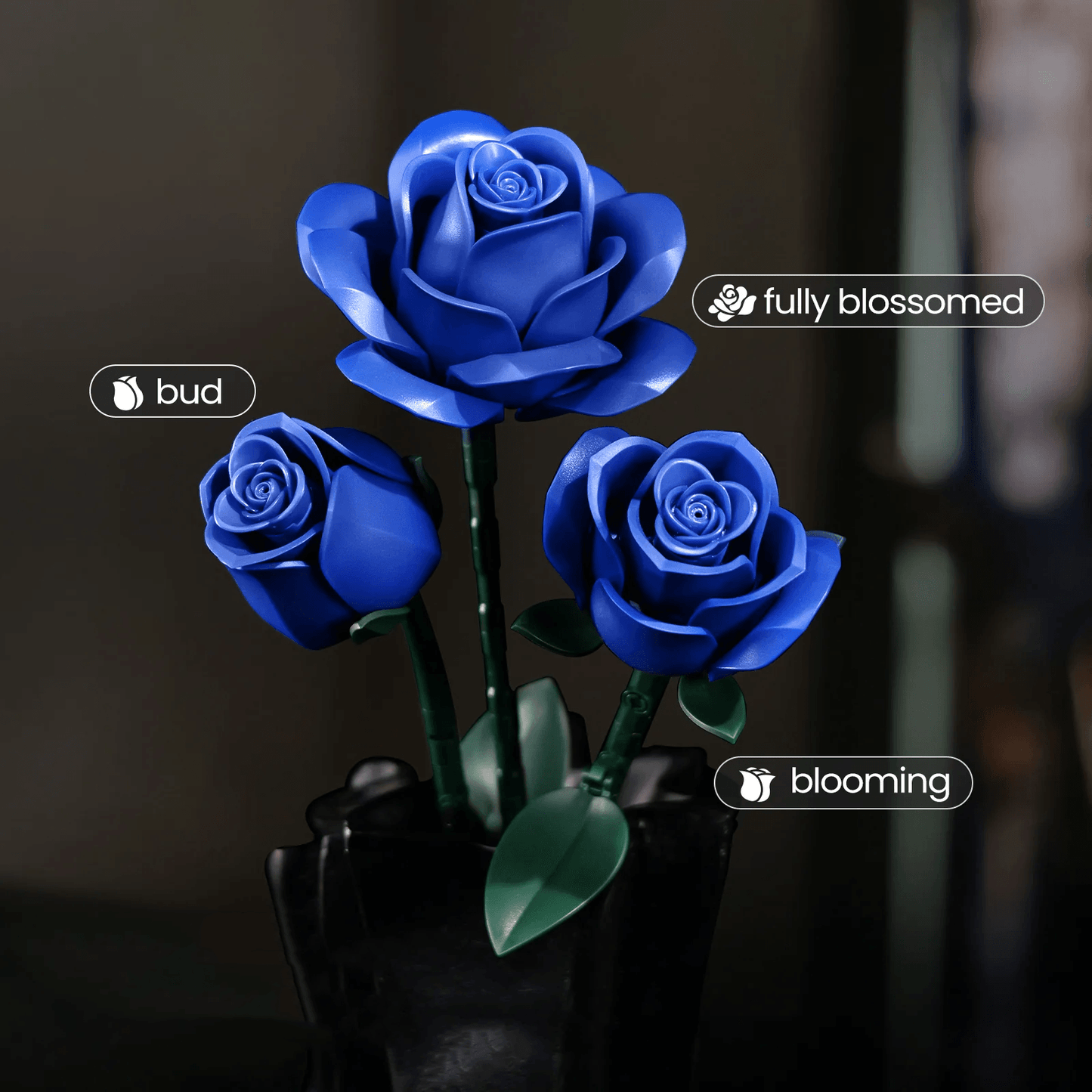 Desktrim™ | Eternal Blue Rose Bouquet Building Blocks Set