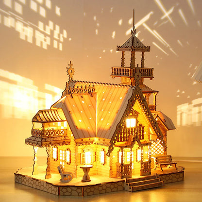 Desktrim™ | DIY Villa 3D Wooden Model Kit with Light Castle Puzzles Assembly Desk Decoration