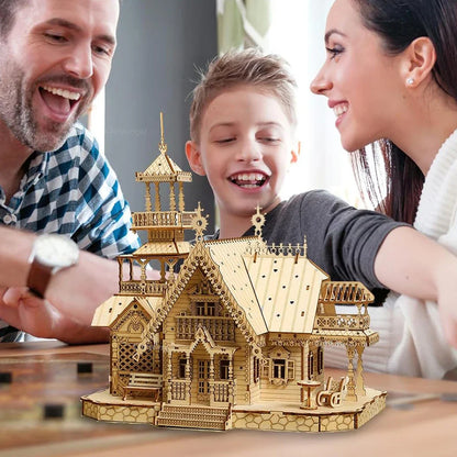 Desktrim™ | DIY Villa 3D Wooden Model Kit with Light Castle Puzzles Assembly Desk Decoration