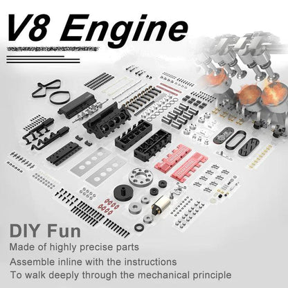 Desktrim™ | DIY V8 Engine Model With Starter Kit That Run 28cc Gasoline/Nitro Engine KIT FS-V800