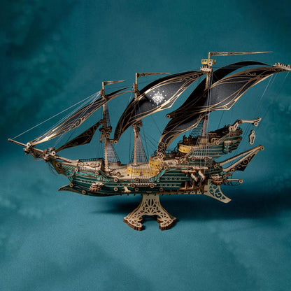 Desktrim™ | Secrets of the Aether 3D Steampunk Pirate Ship Wooden Assembly Kit