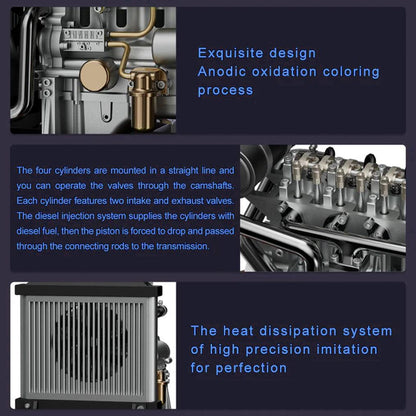 Desktrim™ | DIY 1/10 Full Metal Mini L4 OHV Inline 4 Cylinder Engine Model Kit that Works