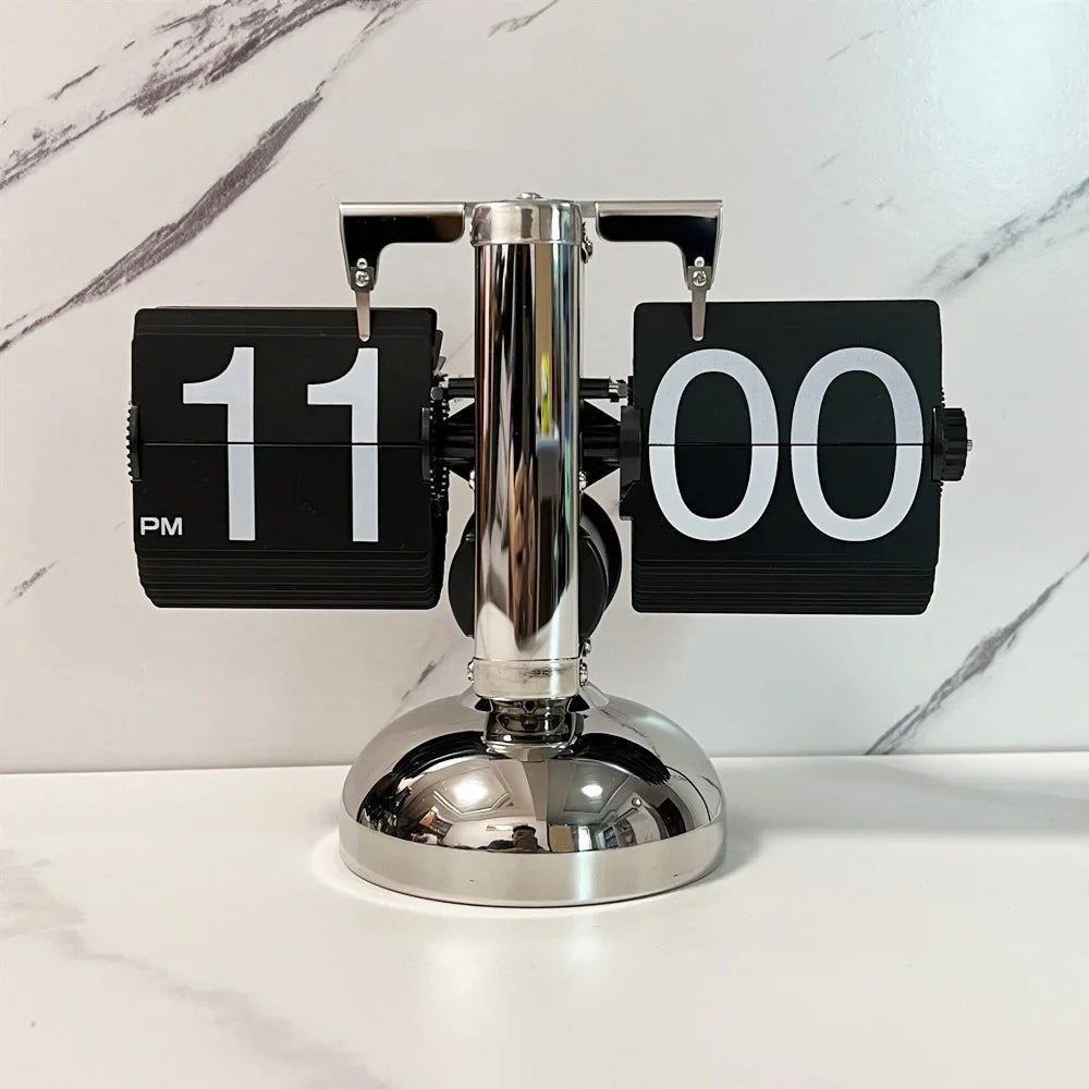 Retro Flip Down Clock with Automatic Rotating - Digital Desk Clock Vintage Table Clock Home Decor