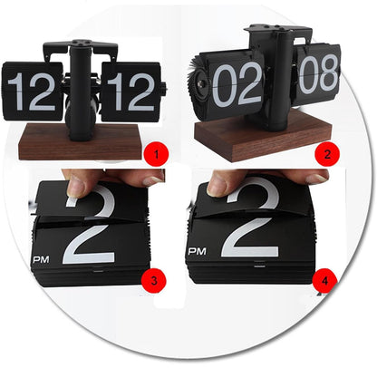 Retro Flip Down Clock with Automatic Rotating - Digital Desk Clock Vintage Table Clock Home Decor