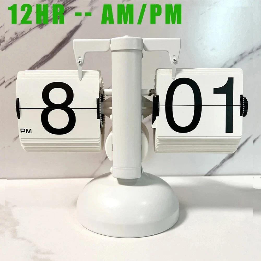 Retro Flip Down Clock with Automatic Rotating - Digital Desk Clock Vintage Table Clock Home Decor