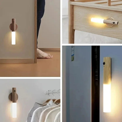 Smart Motion Sensor LED Portable Night Light - Rechargeable Wall Mount USB Automatic Bathroom Hallway Light