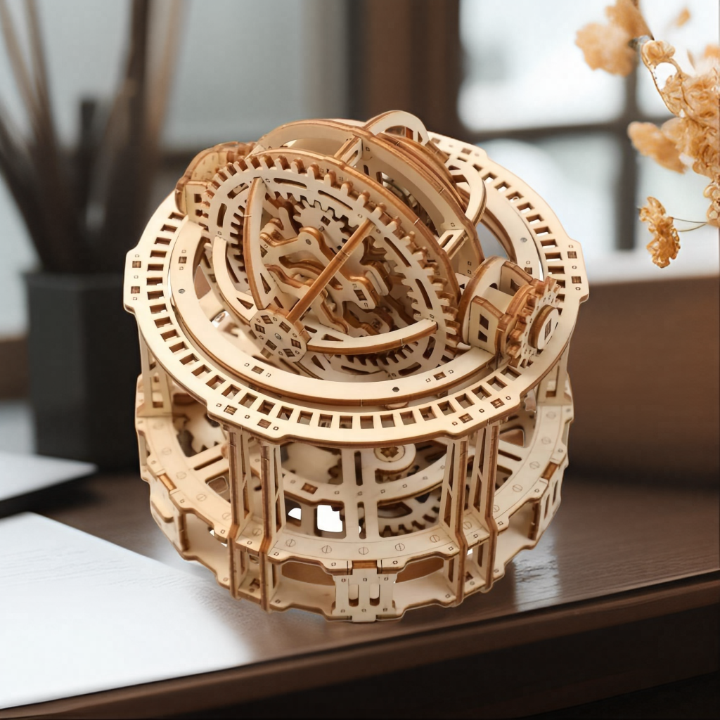 Desktrim™ | Spherical Tourbillon Chronograph - Mechanical Wooden Clock Kit