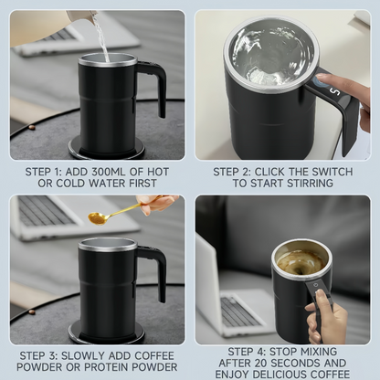 Electric Self-Stirring Coffee Mug with Automatic Magnetic Mixer Stirring Cup and LCD Temperature Display