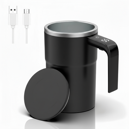 Electric Self-Stirring Coffee Mug with Automatic Magnetic Mixer Stirring Cup and LCD Temperature Display
