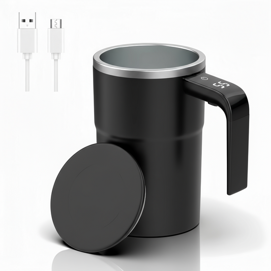 Electric Self-Stirring Coffee Mug with Automatic Magnetic Mixer Stirring Cup and LCD Temperature Display